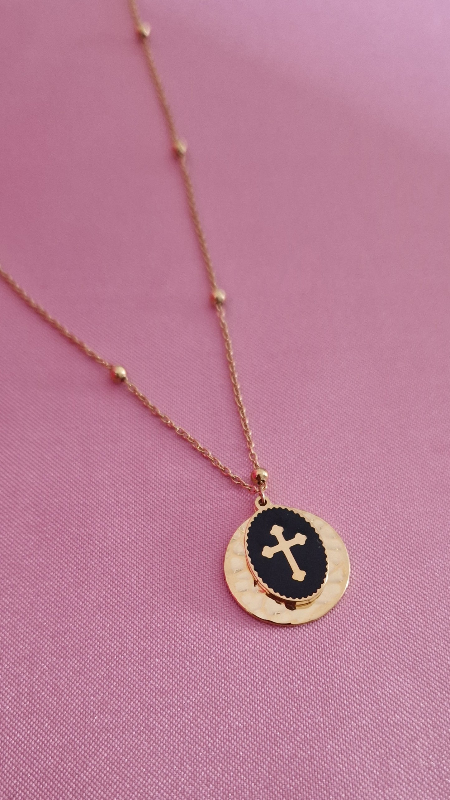 Collier Double Médaillon Croix